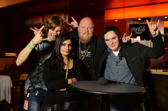 Metal Trails mit Mariangela Demurtas (m.l.) und Kjetil Nordhus (m.r.) von Tristania nach dem Interview.