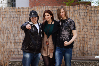 Nach dem Interview mit Charlotte Wessels (m.) im Gruenspan.