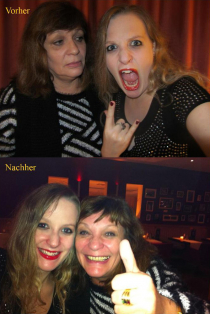 Meine Mutter und ich vor und nach dem Konzert